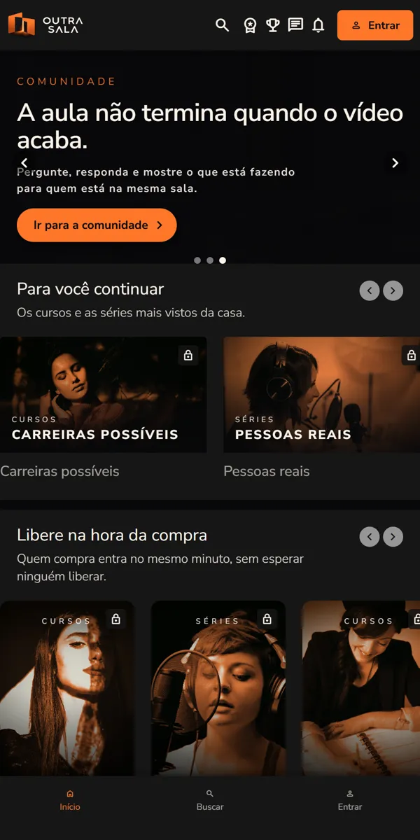 A mesma página no celular